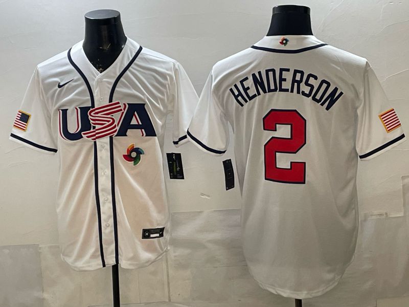 Men 2026 World Cub USA #2 Henderson White Game Nike MLB Jersey style 008